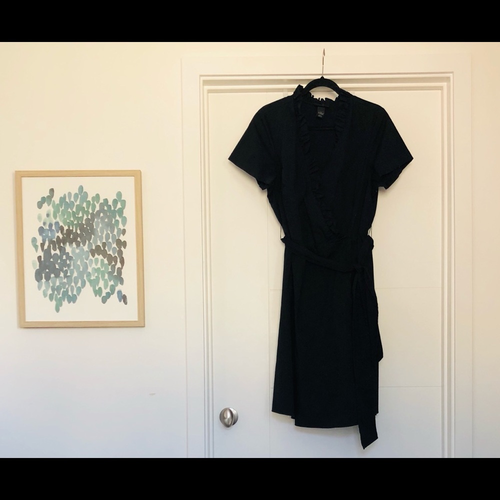 Lane Bryant Black Dress w/ Ruffle Neckline Detail